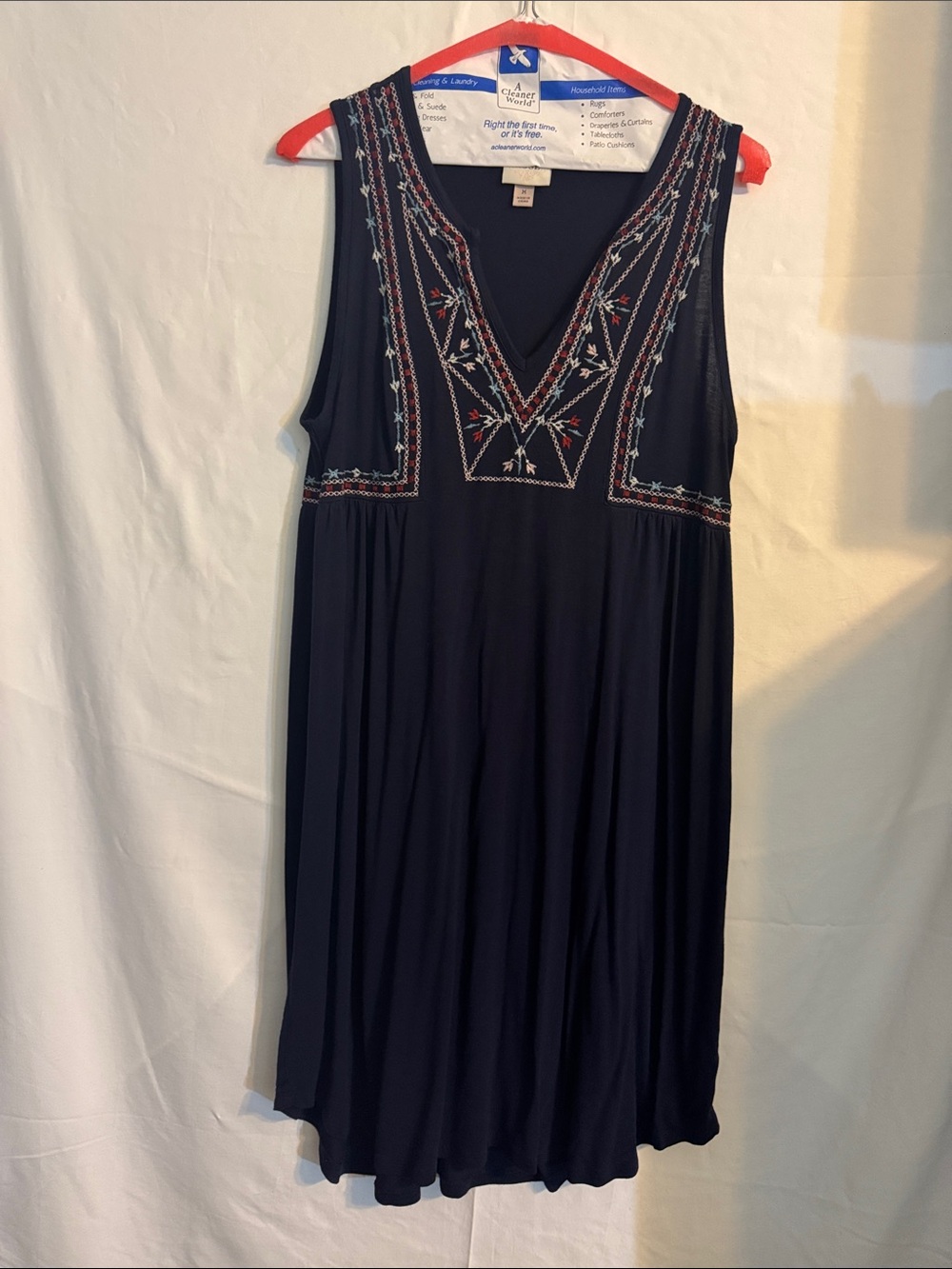 Knox Rose Navy Midi Dress with Multicolor Embroidery
